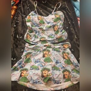 Lilo & Stitch Disney Hawaii tropical print Tankini and swim suit Skirt NIP 2x